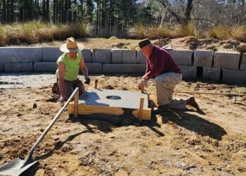 Brier Creek Battlefield get concrete for sign and flagpole