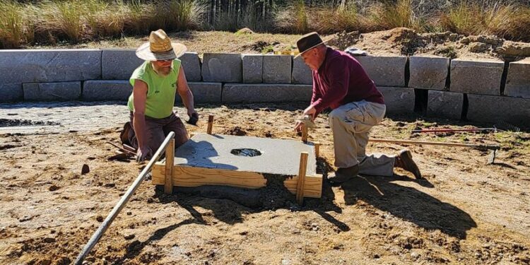 Brier Creek Battlefield get concrete for sign and flagpole