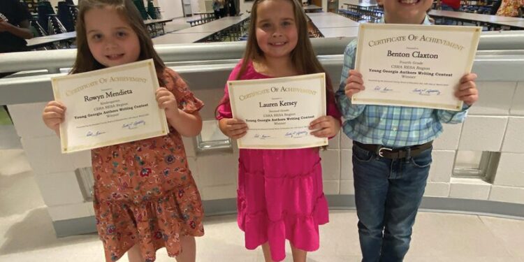 Three students from Emanuel County Schools advance to the State Level of the Young Georgia Authors Writing Competition