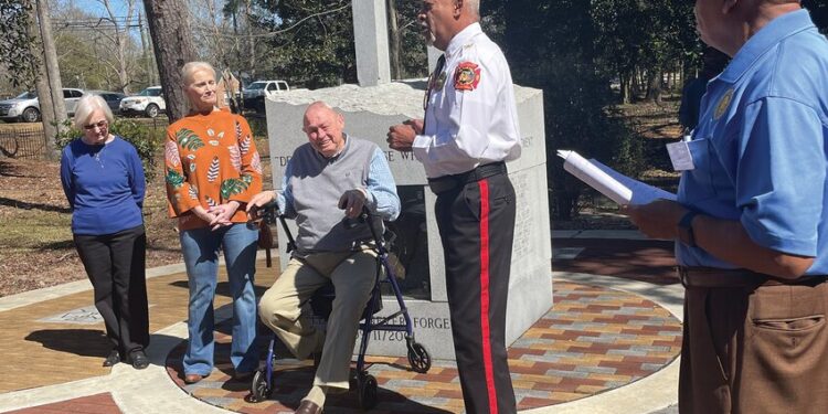 Veterans honor Mr. Flanders at Pinebrook Park