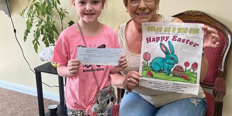 Mimbs and Reese win Easter coloring contest