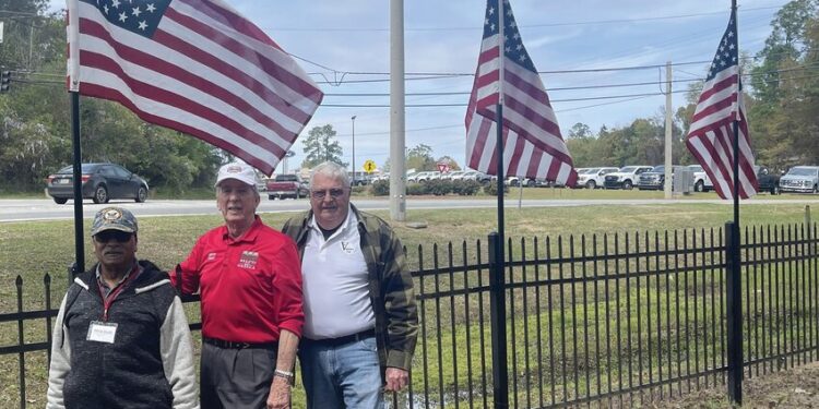 Three U.S. Flags erected at Memorial Park
