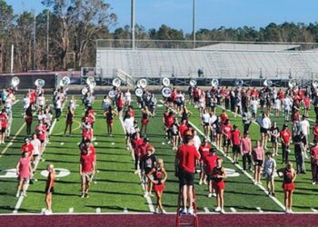 Swainsboro High School Band of Gold visits UGA Redcoat Band