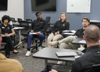 (Photo by Sara Ingram, UGA) A group of PROPEL Rural Scholars visited Emanuel County for an after-storm debrief. For their internship project, these scholars are to provide Emanuel County with tangible steps for improvement in disaster management and mitigation following Hurricane Helene. After a discussion with community stakeholders, the students toured storm impacted areas.