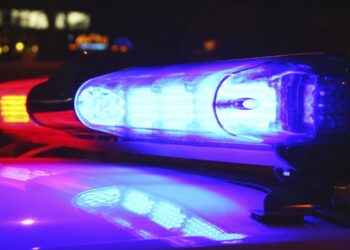 Police lights by night