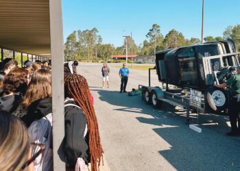 Swainsboro High School promotes seatbelt safety with rollover simulator