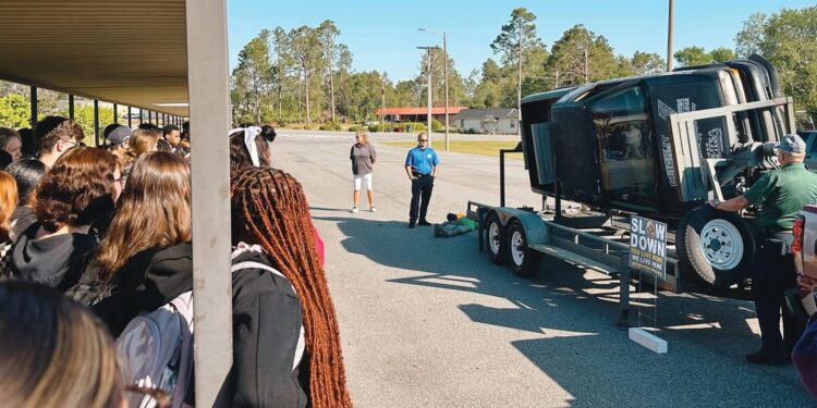Swainsboro High School promotes seatbelt safety with rollover simulator