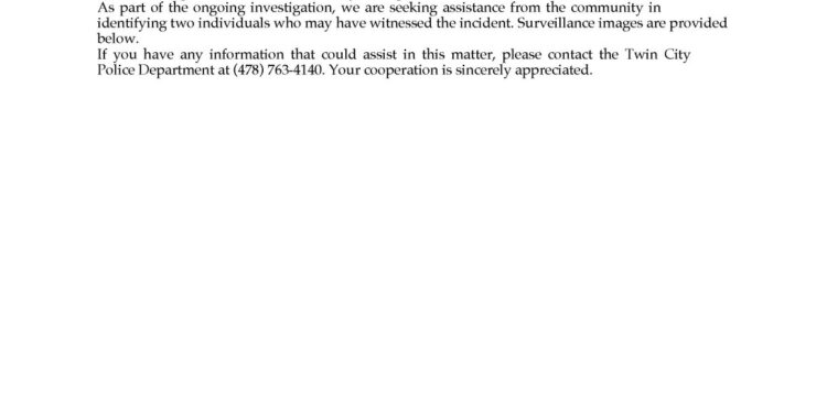 TWIN CITY POLICE DEPARTMENT REQUEST FOR ASSISTANCE