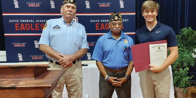 Hall receives award from American Legion