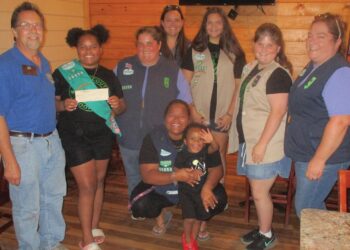 Girl Scout Troop 30854 speaks to Kiwanis