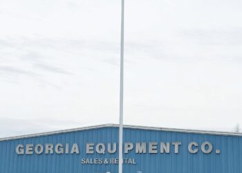 Georgia Equipment erects 35' U.S. Flagpole