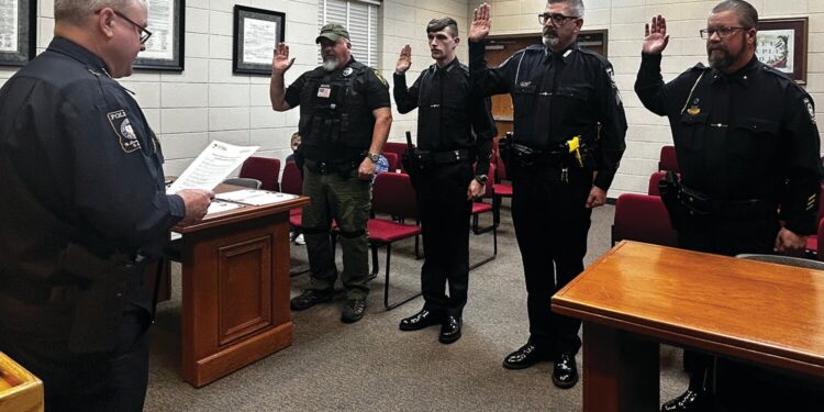 Officers being sworn in