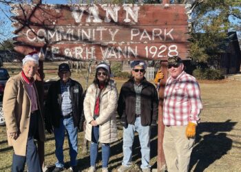 Veterans at the Library restore historic Vann sign