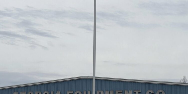 Wiregrass Chapter SAR presents 42nd U.S. Flag Certificate to Georgia Equipment